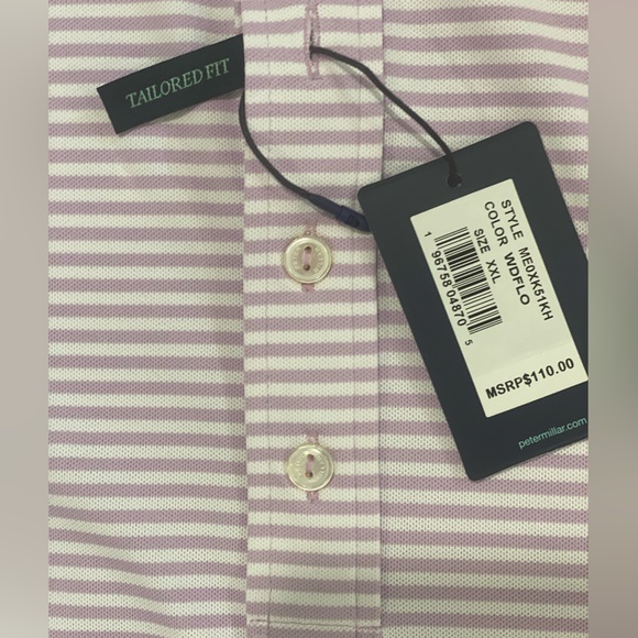 Peter Millar crown crafted lavender stripe polo size XXL tailored fit NWT - Picture 2 of 3
